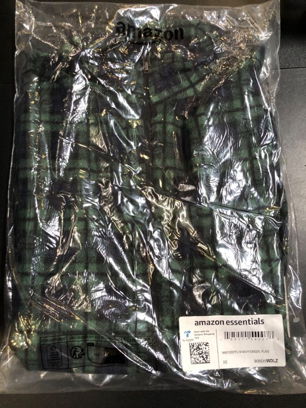 Photo 1 of Amazon Essentials Men's Full-Zip Polar Fleece Vest (Available in Big & Tall) Polyester Navy/Green, Plaid X-Small
