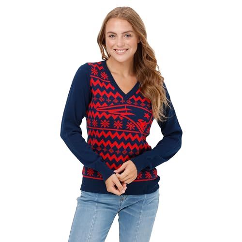 Photo 1 of FOCO Womens Nfl Team Logo Ugly Holiday V-neck Sweater, Team Color, 9-1539 US Large 