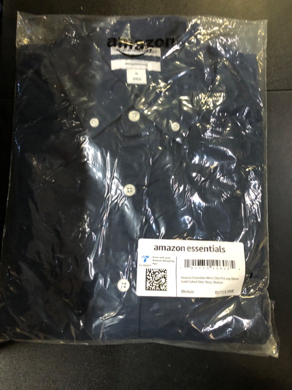 Photo 1 of Amazon Essentials Men's Slim-Fit Long-Sleeve Oxford Shirt Medium Navy