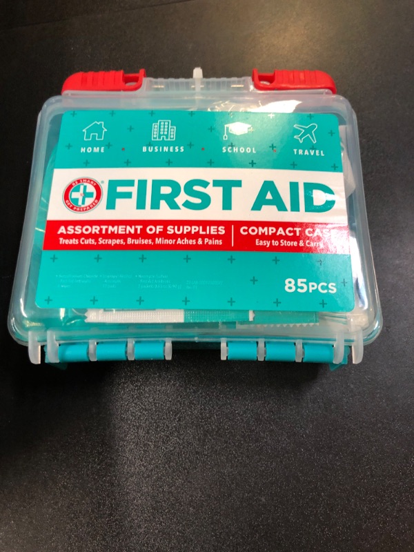 Photo 2 of Be Smart Get Prepared 85 Piece First Aid Kit: Clean, Treat, Protect Minor Cuts, Scrapes. Home, Office, Car, School, Business, Travel, Emergency, Survival, Hunting, Outdoor, Camping & Sports, FSA HSA