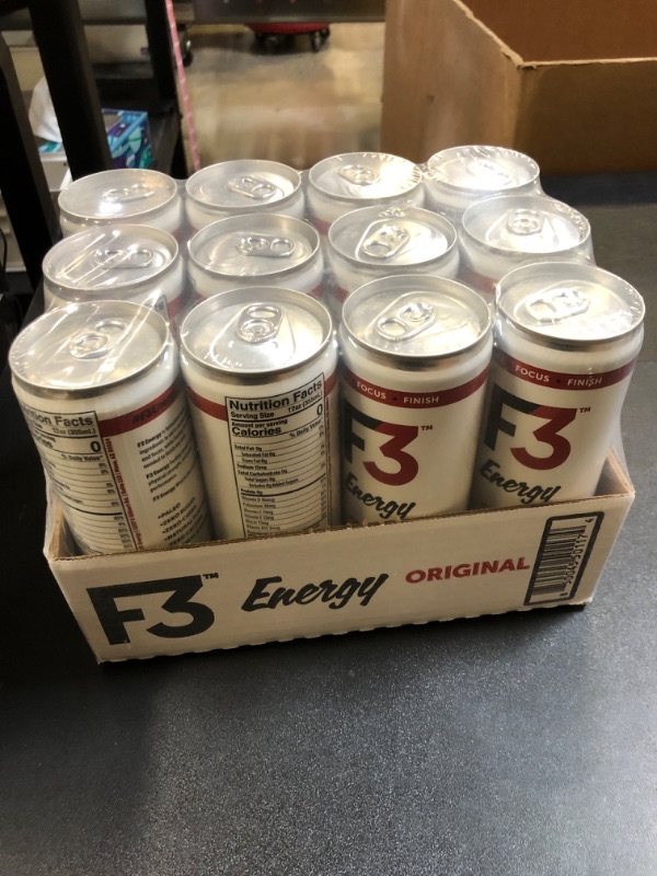 Photo 2 of F3 Energy - Original Energy Drink, Muscle Building Sports Drinks w/BCAA, Panax Ginseng and Ginkgo Biloba, Natural Energy Drinks for Strength, Mental Focus, and Muscle Recovery, 355 ml (12 pack) (BB 04/14/24)