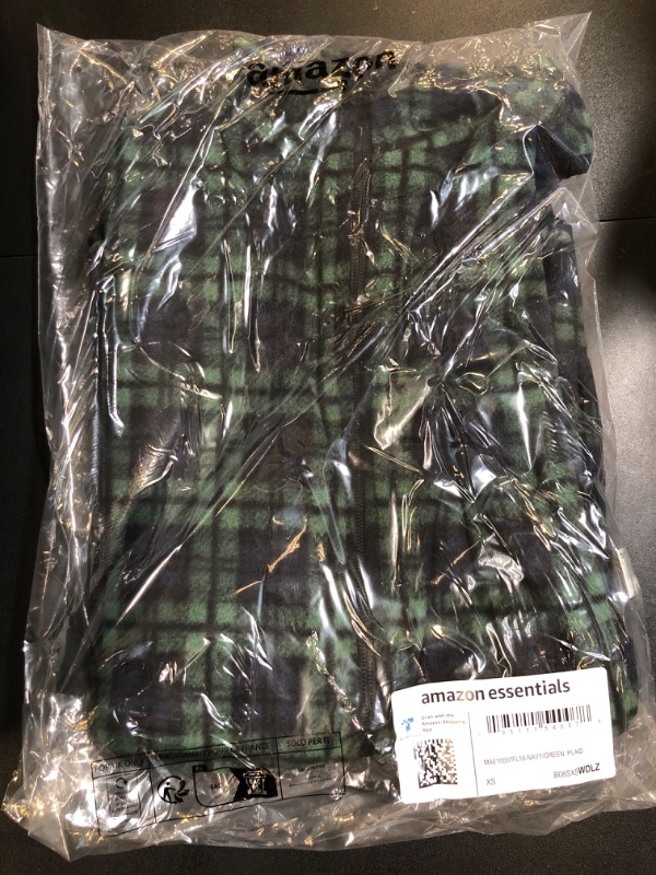 Photo 2 of Amazon Essentials Men's Full-Zip Polar Fleece Vest (Available in Big & Tall) Polyester Navy/Green, Plaid X-Small