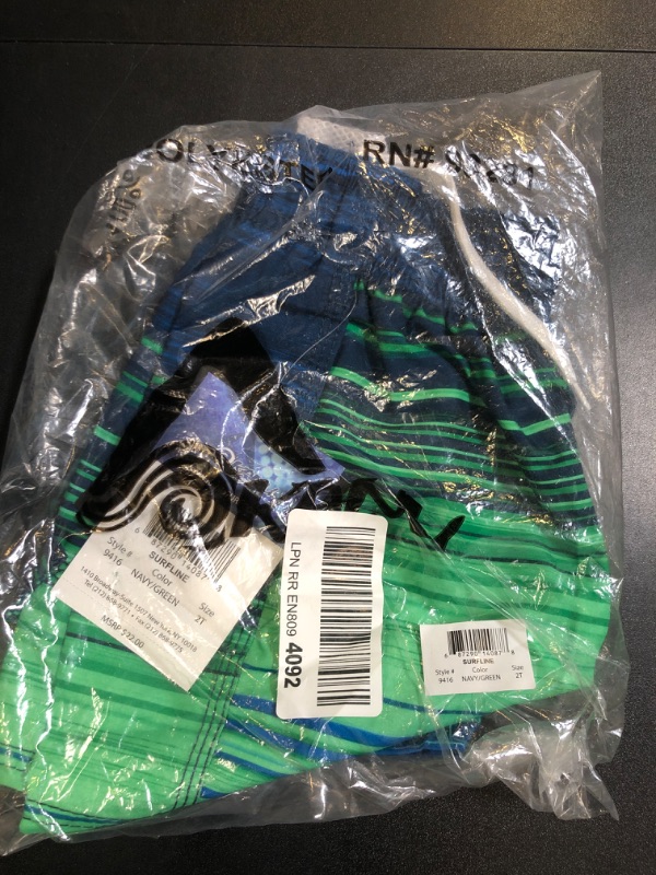 Photo 1 of Kanu Surf Boys' Barracuda Quick Dry UPF 50+ Beach Swim Trunk 2T Surfline Navy/Green