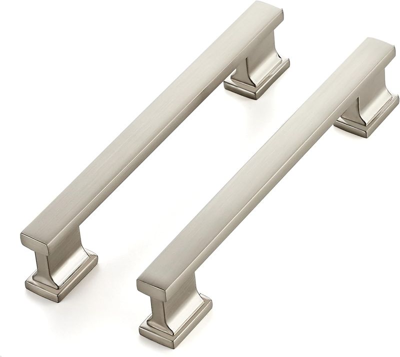 Photo 1 of 10 Pack Brushed Nickel Cabinet Pulls 6 Inch Kitchen Handles for Cabinets with 5 Inch Hole Center Solid Kitchen Cabinet Handles Satin Nickel Cabinet Pulls Kitchen Cabinet Hardware for Cabinet Cupboard
