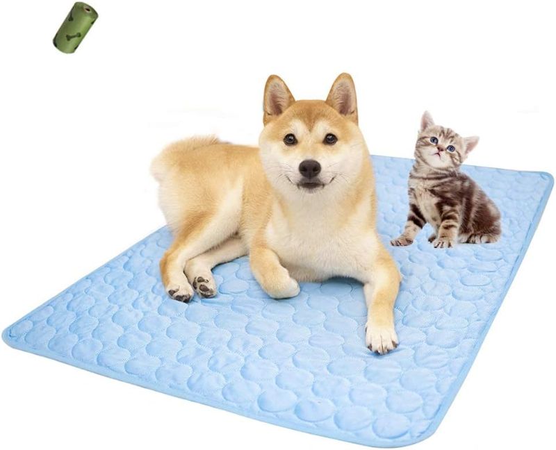 Photo 1 of MICROCOSMOS Summer Cooling Mat & Sleeping Pad- Water Absorption Top, Materials Safe, Easy Carry, EZ Clean. Keep Cooling for Pets, Kids and Adults.(Blue, 28" x 22")

