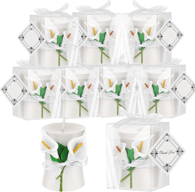Photo 1 of 48 Pack Wedding Bridal Shower Favors Candles Wedding Calla Candles Calla Lily Style Candle Gift Boxed with Thanks Cards Return Gifts for Wedding Party Guests Keepsakes
