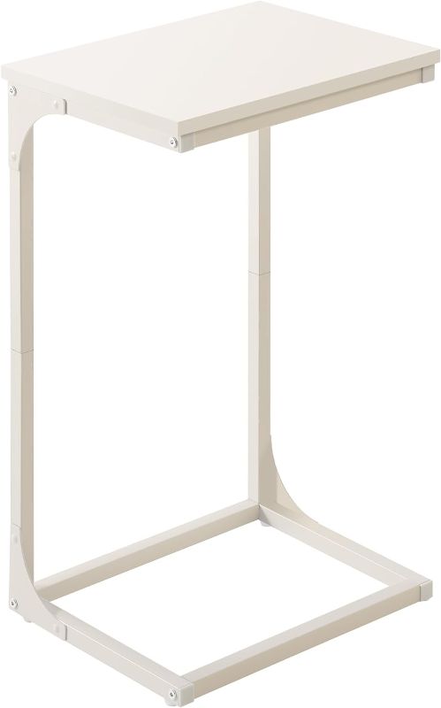 Photo 1 of VASAGLE C-Shaped End Table, Side Table for Sofa, Couch Table with Metal Frame, Small TV Tray Table for Living Room, Bedroom, Cream White
