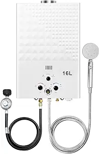 Photo 1 of Tankless Water Heater 4.21GPM 16L Outdoor Portable GasHot Water Heater Instant Propane Water Heater with Digital Display Multi-Protection for Camping Trips Boat Cabins
