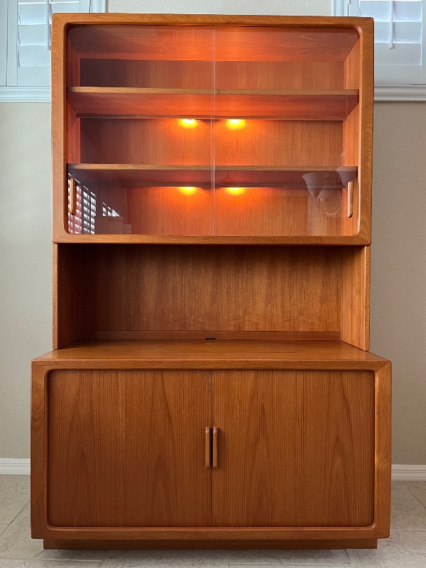 Photo 1 of DYRLUND 2PC DANISH TEAK WOOD LIGHTED DISPLAY CHINA CABINET 47.5” X 20” H77”