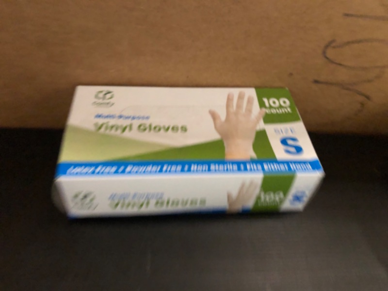 Photo 2 of [100 Pack] Clear Powder Free Vinyl Disposable Plastic Gloves Small - Clear