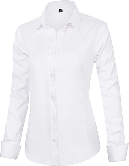Photo 1 of J.VER Womens Dress Shirts Long Sleeve Button Down Shirts Wrinkle-Free Solid Work Blouse  MED 