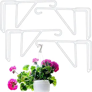 Photo 1 of Vinyl Fence Hooks-4 Pack 5 x 10 Inches Heavy Duty White Patio Hooks Coated Steel Fence Hangers for Hanging Plants Bird Feeders,Lights,Basket,Pool Tools