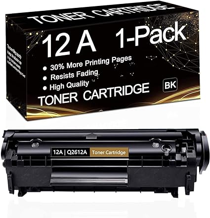 Photo 1 of 1-Pack (Black) 12A | Q2612A Compatible Toner Cartridge Replacement for HP Laserjet 1020 1022 1022n 1022nw 1010 1012 1015 1018 Printer,Sold by SinaToner.