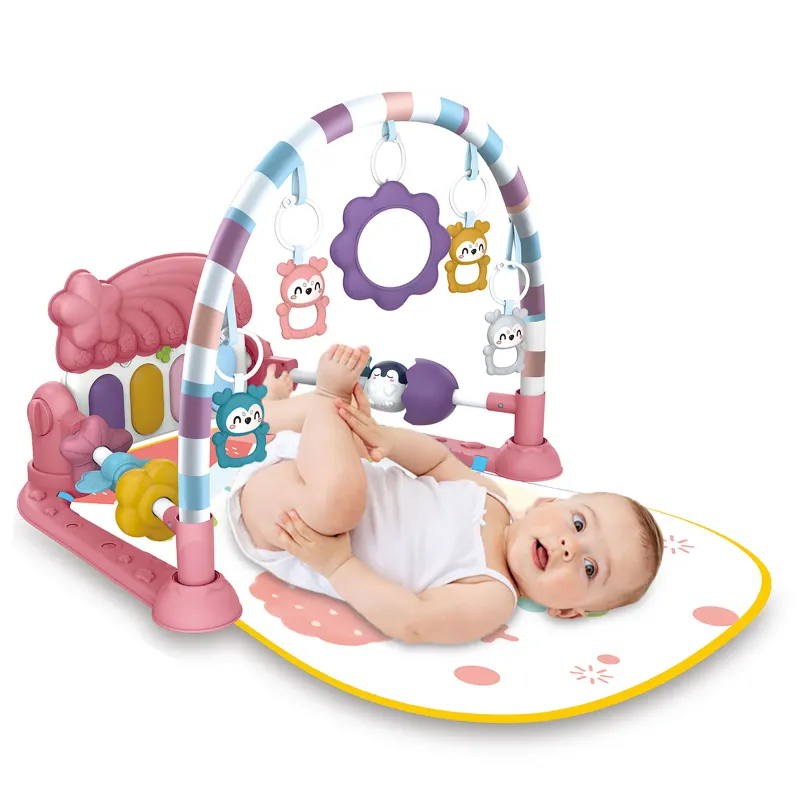 Photo 1 of TEAYINGDE Baby Gym Play Mat 3 in 1 Fitness Rack with Music and Lights Piano ,0 - 12 Month Age Pink