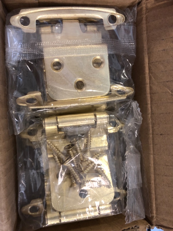 Photo 2 of 3/8 Inch Inset Brass Gold Cabinet Hinges, (10 Pairs - 20 Pack) Self Closing Hinges for Cabinets Doors, Kitchen Cabinet Door Hinges Hardware 20 Pack Brass Gold