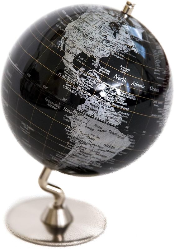 Photo 1 of Black & Sliver Globe of The World 5"
