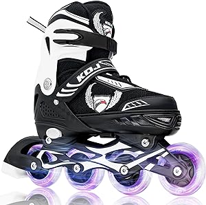 Photo 1 of Inline Skates for Kids,Adjustable Roller Skates with 4 Illuminating Pu Wheels,Outdoors Indoors Roller Skates for Boys Girls Beginners
