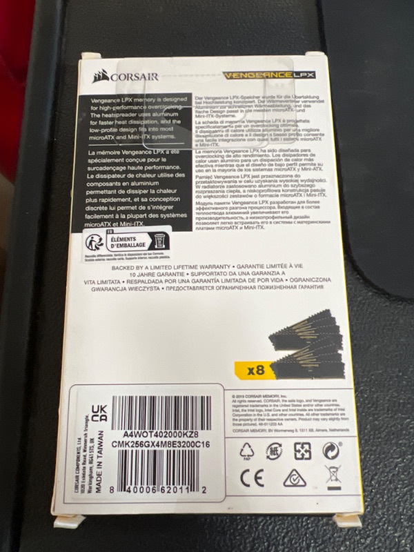 Photo 2 of Corsair Vengeance LPX 256GB (8x32GB) DDR4 3200 (PC4-25600) C16 1.35V Desktop Memory - Black Black 256GB Kit (8x32GB) 3200MHz Memory