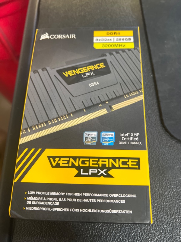 Photo 5 of Corsair Vengeance LPX 256GB (8x32GB) DDR4 3200 (PC4-25600) C16 1.35V Desktop Memory - Black Black 256GB Kit (8x32GB) 3200MHz Memory