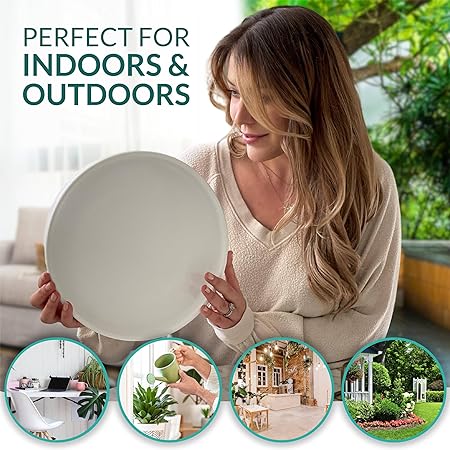 Photo 1 of 6-Inch Self-Dry Plant Saucer, USA Brand and Design, No More Wasting Time Emptying Water Under Plant, Absorbs Excess Water for Plant Health, Please Measure Your Pot to Know Your Perfect Size Light Gray 6-Inch