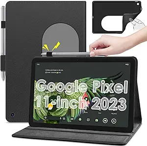 Photo 1 of DETUOSI Leather Case for Google Pixel Tablet 11 inch 2023 with Pencil Holder, Lightweight Folio Book Cover + Silicone Protective Back + Magnetic Closure, 2-Viewing Angles Adjustable Case for Pixel 11