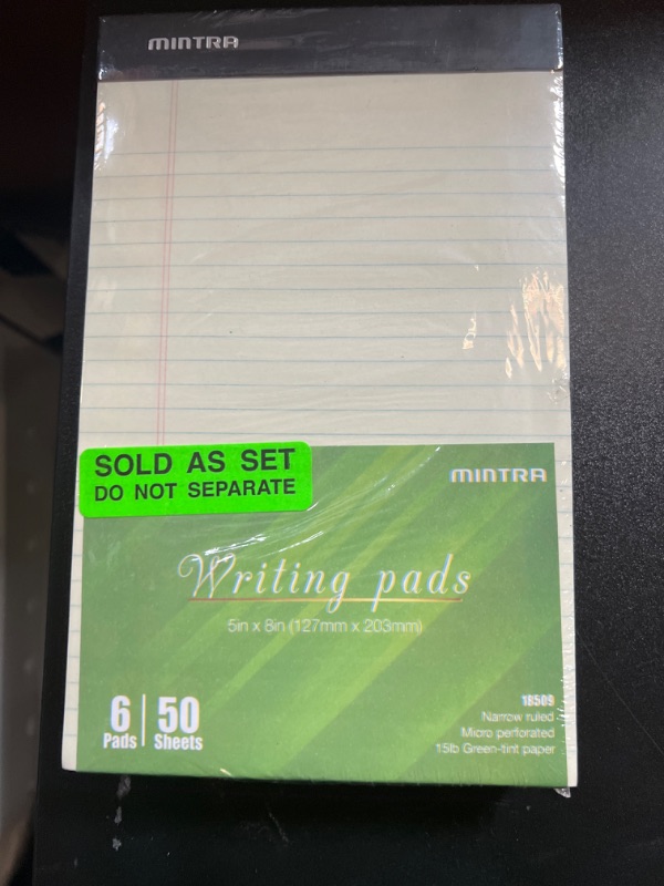 Photo 2 of Mintra Office Legal Pads, ((Basic 6pk - (Green Paper) (5in x 8in (Narrow Ruled), 6pk (Green Tint)) 5in x 8in (Narrow Ruled) 6pk (Green Tint)