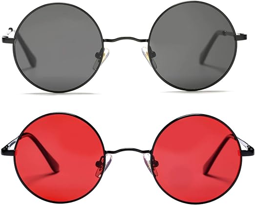Photo 1 of PORADAY Circle Lennon Glasses Retro Round Polarized Sunglasses Hippie Style Small Circle Sun Glasses