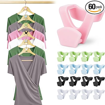 Photo 1 of Smartor Clothes Hangers Connector Hooks - 60 Pack, Space Saving Hangers for Closet Organizers and Storage, Dorm Room Essentials for College Students Girls as College Closet Space Saver (Multi Color)