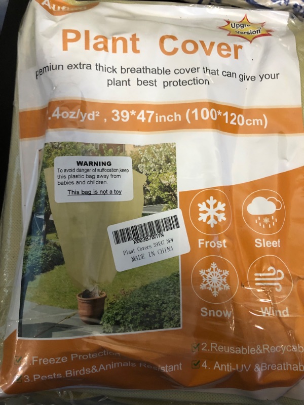 Photo 2 of Aufind 6 Packs Plant Freeze Protection Covers, 39”x 47”Winter Shrub Cover Tree Frost Blanket with Drawstring for Cold Frost Freeze Bird Insect Prevention Sun Protection 39 * 47