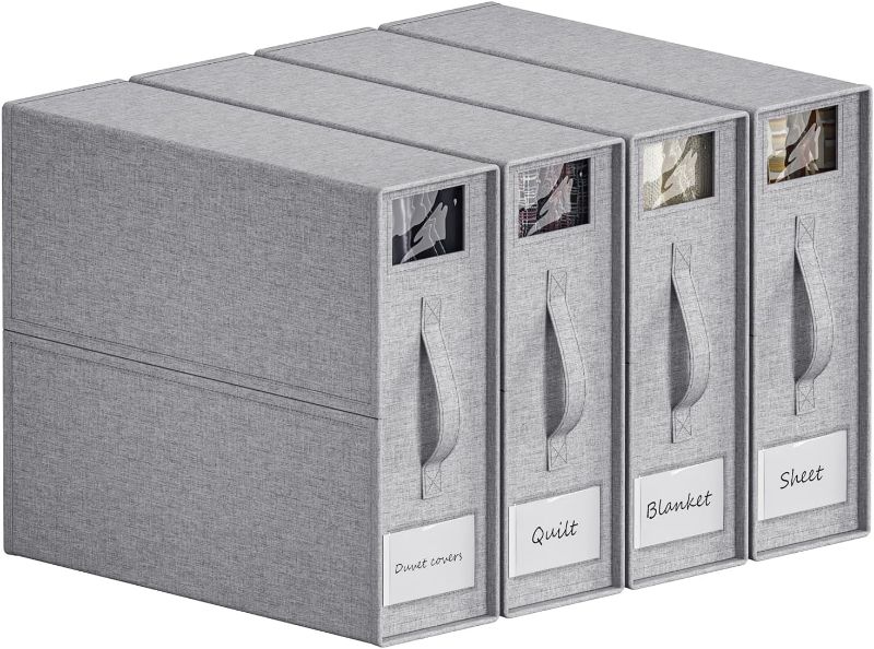 Photo 1 of 
RUseeN Sheet Organizers and Storage, Foldable Sheet Organizer for Linen Closet, Linen Closet Organizer for Bedding Clothes Blankets (4 Pack)
Color:Gray