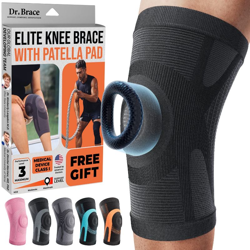 Photo 1 of DR. BRACE ELITE Knee Brace with Side Stabilizers & Patella Gel Pads for Maximum Knee Pain Support and fast recovery for men and women-Please Check How To Size Video (Mars, Medium)(PLUTO, MEDIUM)