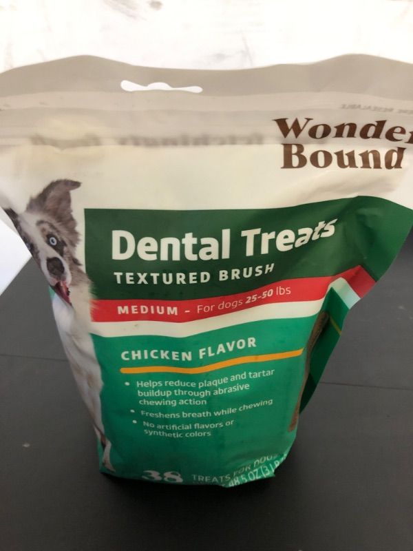 Photo 2 of Amazon Brand - Wonder Bound Chicken Flavor Dental Treats, Medium, 38 Count Medium Dogs (25 - 50 lbs) Chicken 48.5 Ounces