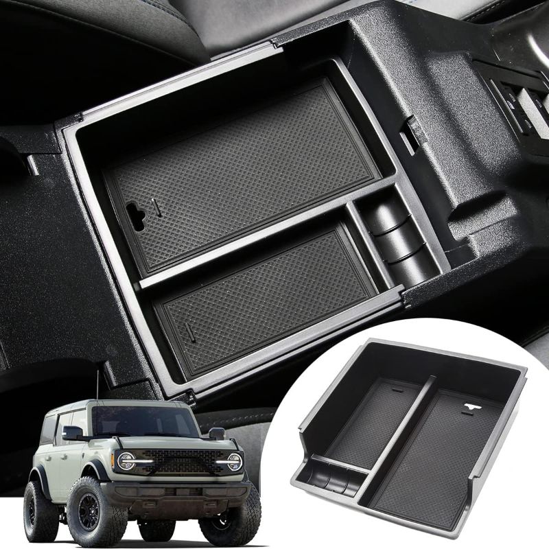 Photo 1 of  Central Armrest Storage Box for Ford Bronco 2021 2022 Accessories Secondary Storage Center Console Tray Organizer