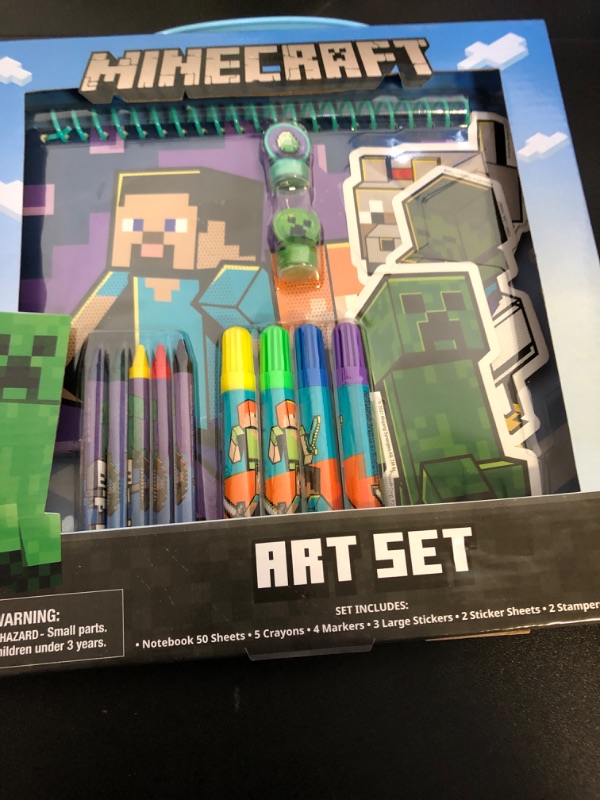 Photo 2 of Innovative Designs Minecraft Kids Coloring Art Set with Stickers and Stampers Mine Craft