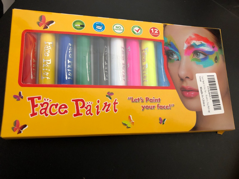 Photo 2 of Face Paint Sticks For Kids,12 Pcs Face Paint Kit Twistable Face Painting Art Crayons Fluorescent Color Non-toxic and Washable for Birthday Halloween Cosplay St. Patricks Day Holiday