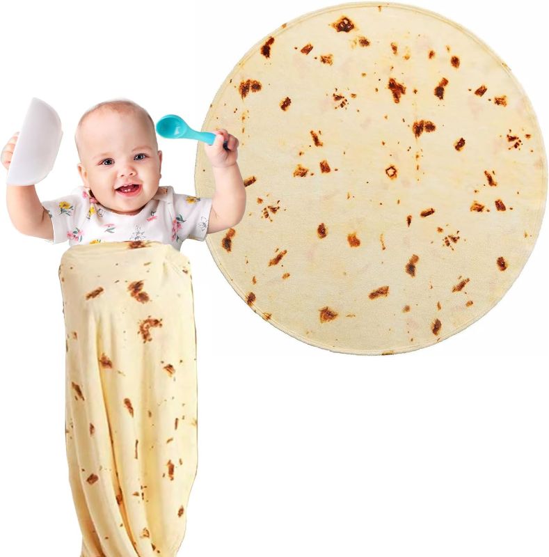 Photo 1 of 
Koinus Tortilla Blanket Giant Flour Burrito to Blanket Adult Size 41 inch Double Sided Realistic Food Taco Flannel Soft Throw Tortilla Blanket for Kids