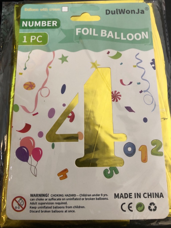 Photo 2 of 65 inch Giant Gold Number 4 Balloon, Huge Foil Balloons For 4 years old Children's Birthday Party, Baby Shower and Celebration-Themed Party Decoration Supplies