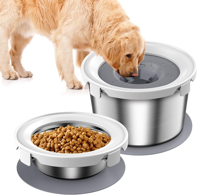 Photo 1 of 
Mdupw Dog Food Bowl & Water Bowl Set, No Spill Water Bowl for Indoor Dogs and Cats, Spill Proof Pet Food Stainless Steel Bowl, Mess Proof Pet Water and...