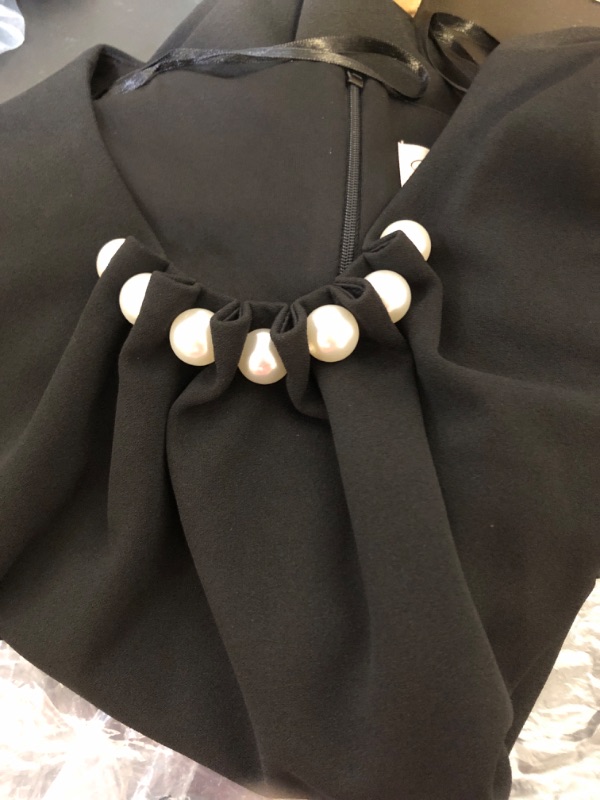 Photo 2 of Eliza J Women's Style with Pearl Neckline Knit Sleeveless Crewneck Dress 14 Black