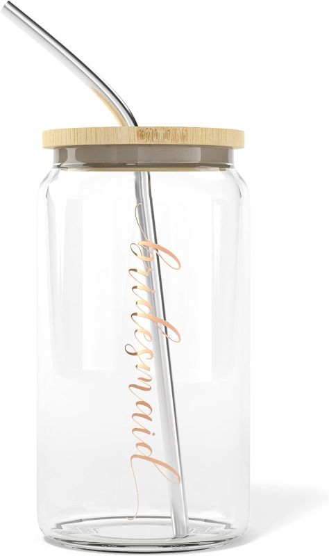 Photo 1 of 
Bride to Be Iced Coffee Cup with Bamboo Lids and Straws | 16 oz Mason Jar Cups | Bridesmaid Proposal Gifts, Bridal Shower Favors, Bachelorette Party...