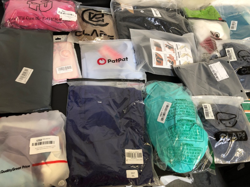 Photo 1 of BOX LOT OF MISC ITEMS/CLOTHES(SIZES VARIES)