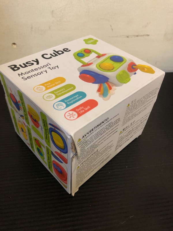 Photo 2 of Drocoge Busy Cube Toy for Baby - Montessori Sensory Activities Cube for 18+ Month Toddlers, 11 in 1 Busy Board Learning Gifts for Birthday