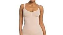 Photo 1 of Size M--2 Piece Bodysuit for Women Tummy Control Shapewear Mid-Thigh Seamless Full Body Shaper Thong 2P Beige M