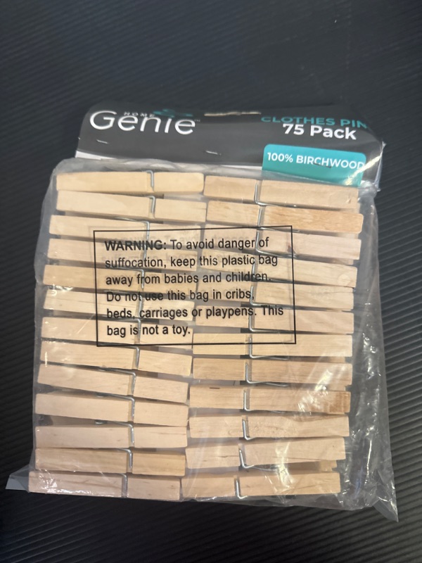 Photo 2 of Home Genie Large Wooden Clothespins, 2.9", 75 Pack Natural Birchwood, Rust and Moisture Resistant Clothes Pegs, Durable Wood Clothing Pins, Strong Grip, Laundry Clothesline, Bag Clips, Crafts, Photos
