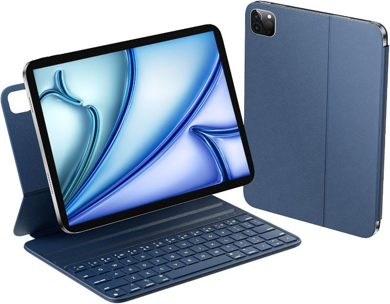 Photo 1 of HOU keyboard Case for iPad Air 11 inch 2024 (M2), Keyboard Case for iPad pro 11 inch 4th/3rd/2nd/1st (2018-2022) & iPad Air 5th/4th (2022/2020), Folio, Slim, Adjustable Angle, Magnetic Charging
