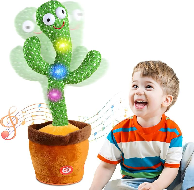 Photo 1 of Baby Toys Dancing Talking Cactus for Boys Girls,Dancing Singing Talking Recording Mimic Repeating What You Say Cactus Toy with 120 English Songs Electronic Light Up Plush Cactus Give for Kids Gifts
