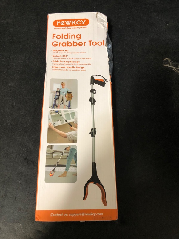 Photo 2 of 43" Extra Long Grabber Tool, Foldable Grabbers for Elderly Grab It Reaching Tool with Rotating Jaw +Magnets, 4" Wide Claw Opening Reacher Grabber...
