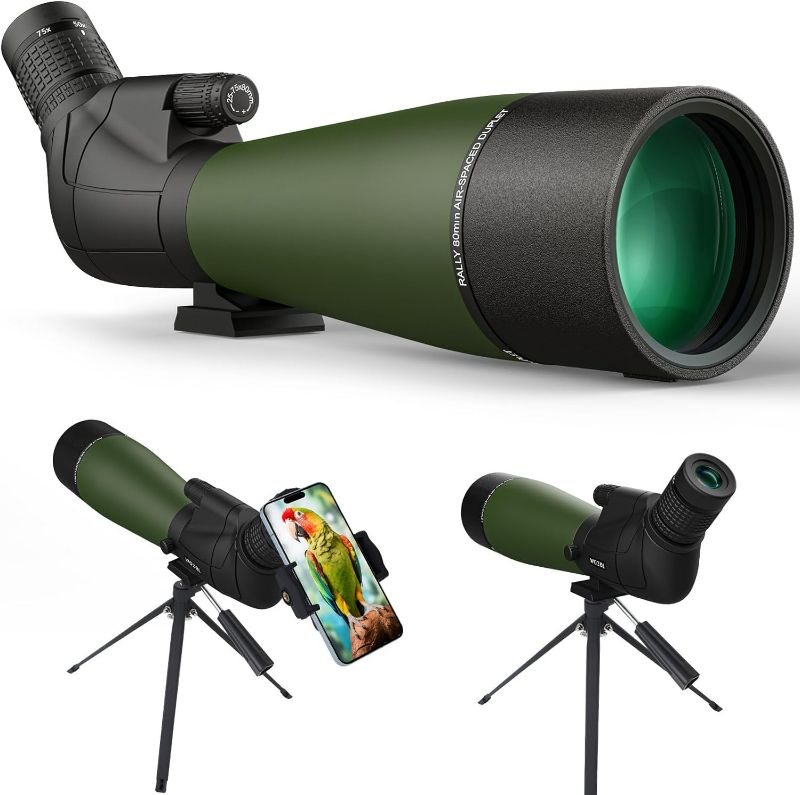 Photo 1 of 25-75X80 Spotting Scopes for Target Shooting - HD Spotter Scope with Tripod Carrying Bag & Smartphone Holder - BAK4 Waterproof Spotting Scope for Bird Watching Hunting Wildlife Viewing
