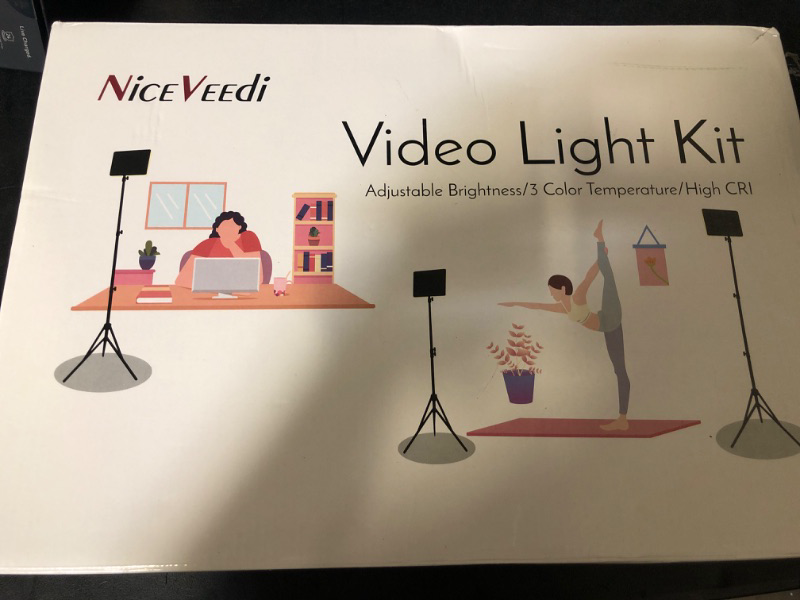 Photo 2 of 2-Pack LED Video Light Kit, NiceVeedi Studio Light, 2800-6500K Dimmable Photography Lighting Kit with Tripod Stand&Phone Holder, 73" Stream Light for Video Recording, Game Streaming, YouTube…
