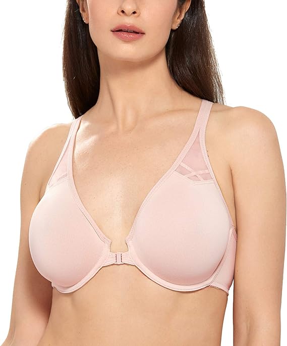 Photo 1 of 38 C DELIMIRA Women's Racerback Front Closure Plus Size Seamless Comfort Underwire Bra
